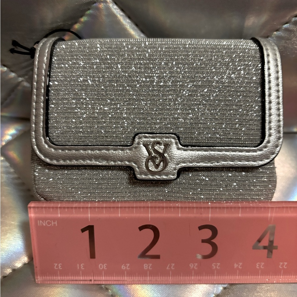 Mini Silver Victoria Secret card case crossbody